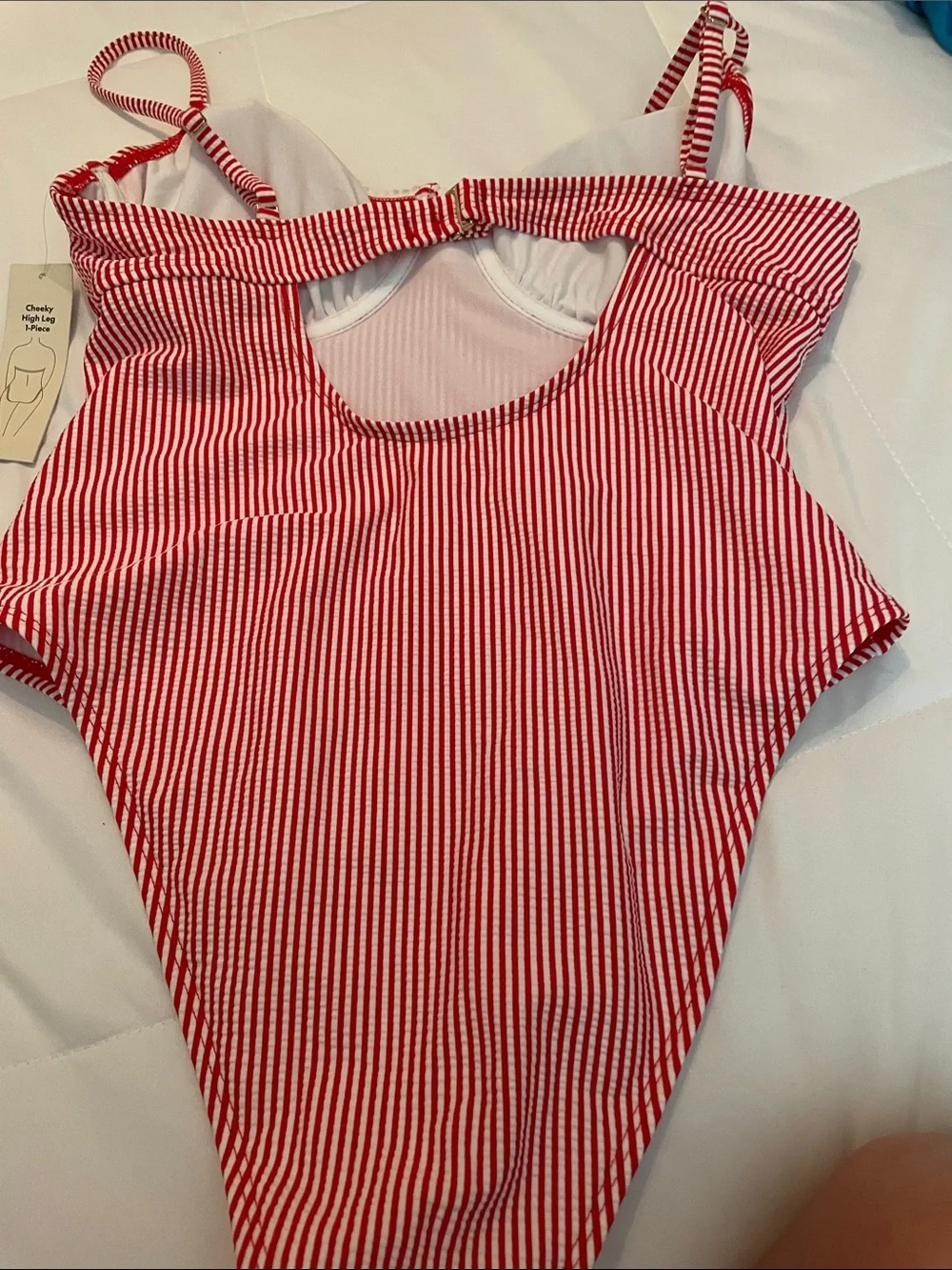 No Boundaries Red & White Striped Girls One-Piece Swimsuit ** never worn